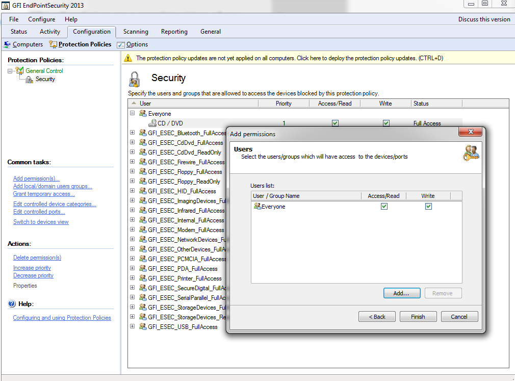 Group-based protection configuration